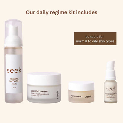 seek ‘daily regime kit’ offers you an effortless skin care experience comprising the skincare essentials you need. it embodies the perfect blend of luxury and affordability. shop yours now!seek-skincare-daily-regime-kit